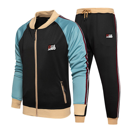 Two-piece set of male tracksuit sports wear fashion colorblock jogging suit autumn winter male gym clothes Dynamic Luxe Clothing