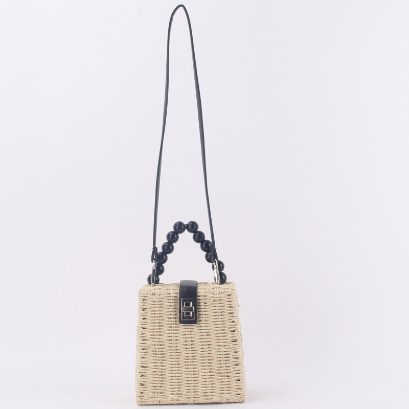 One-shoulder Hand Bag Woven Bag Beach Bag Mori Series Straw Woven Bag Female Bag Trapezoidal Rattan Bag Dynamic Luxe Clothing