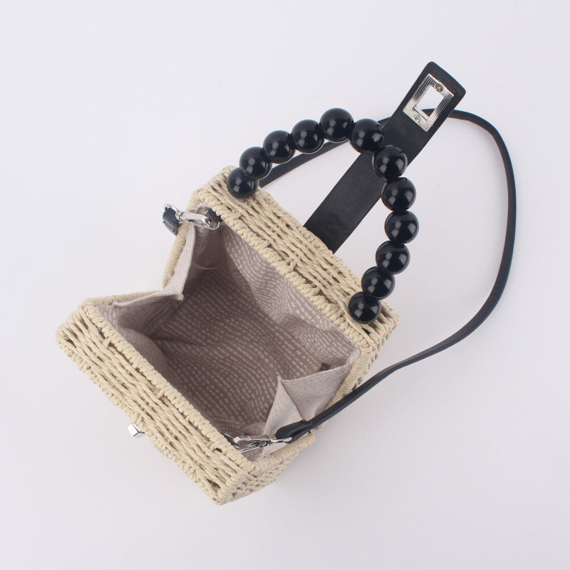 One-shoulder Hand Bag Woven Bag Beach Bag Mori Series Straw Woven Bag Female Bag Trapezoidal Rattan Bag Dynamic Luxe Clothing