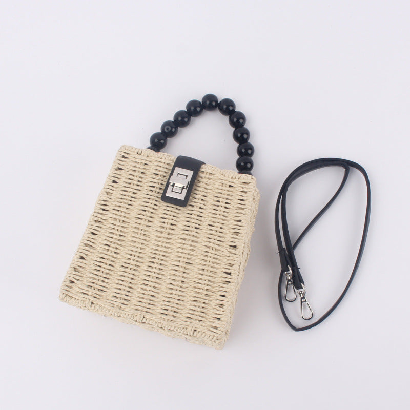 One-shoulder Hand Bag Woven Bag Beach Bag Mori Series Straw Woven Bag Female Bag Trapezoidal Rattan Bag Dynamic Luxe Clothing