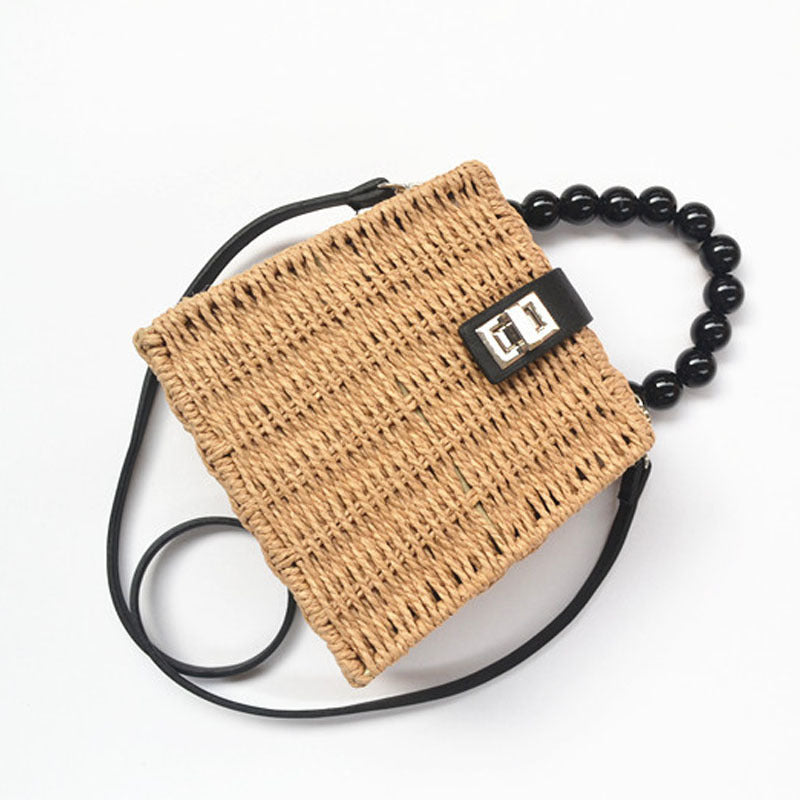 One-shoulder Hand Bag Woven Bag Beach Bag Mori Series Straw Woven Bag Female Bag Trapezoidal Rattan Bag Dynamic Luxe Clothing