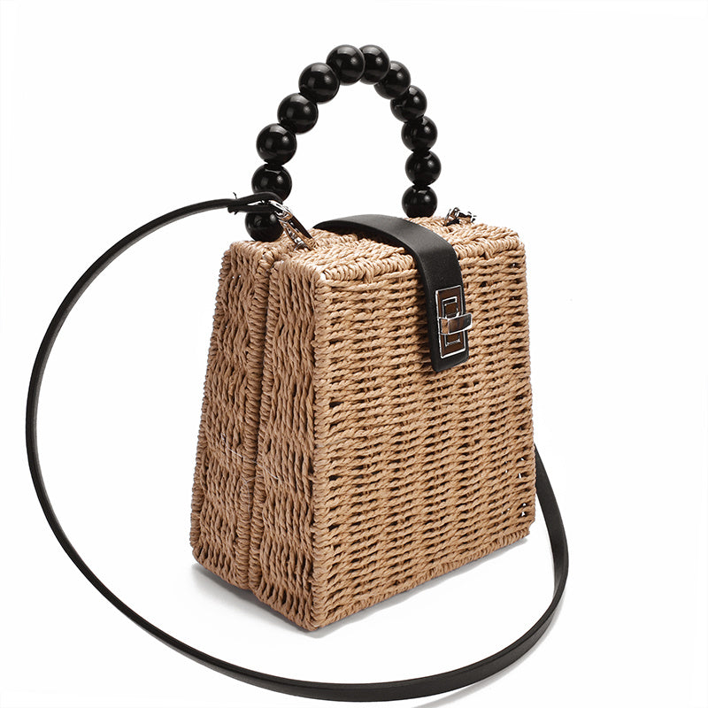 One-shoulder Hand Bag Woven Bag Beach Bag Mori Series Straw Woven Bag Female Bag Trapezoidal Rattan Bag Dynamic Luxe Clothing